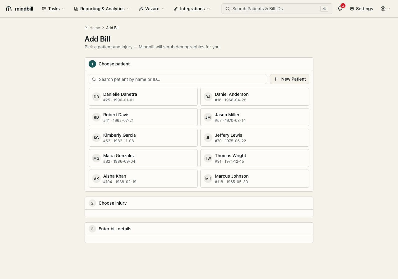 Step 1 — Search first, then Create Patient