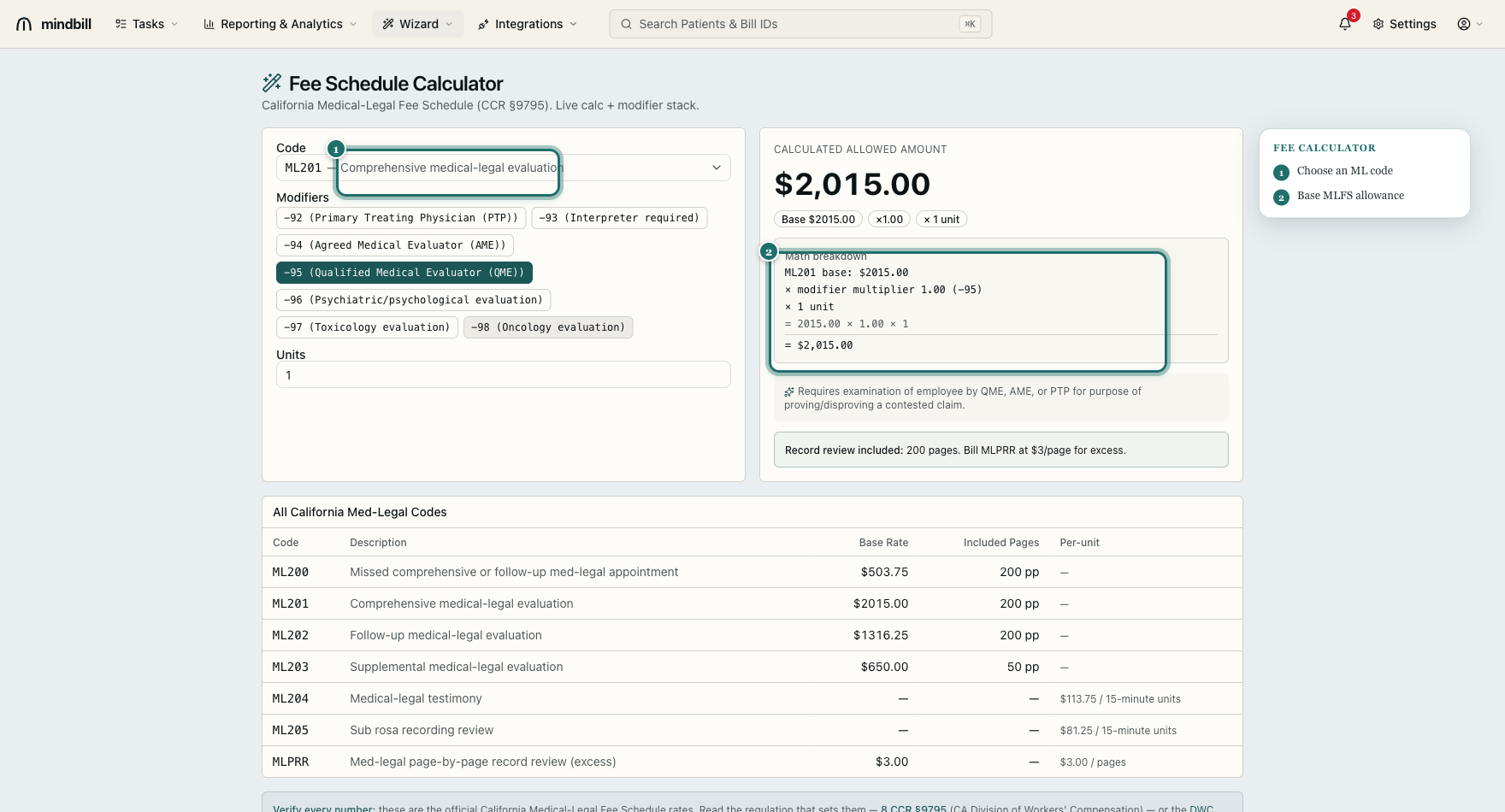 Step 1 — Pick a code and read the base allowance