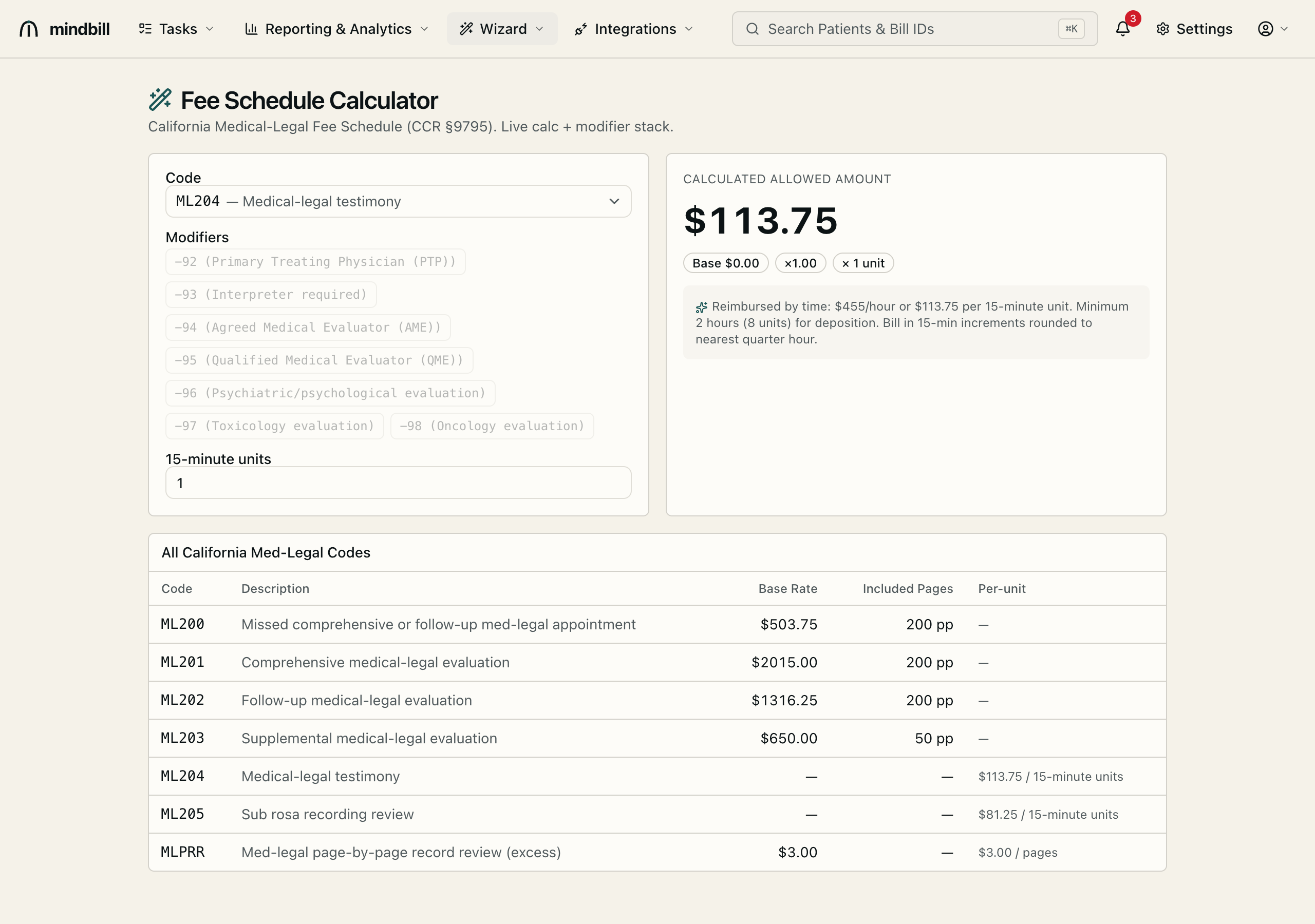 Step 3 — Handle the per-unit codes (testimony & record review)