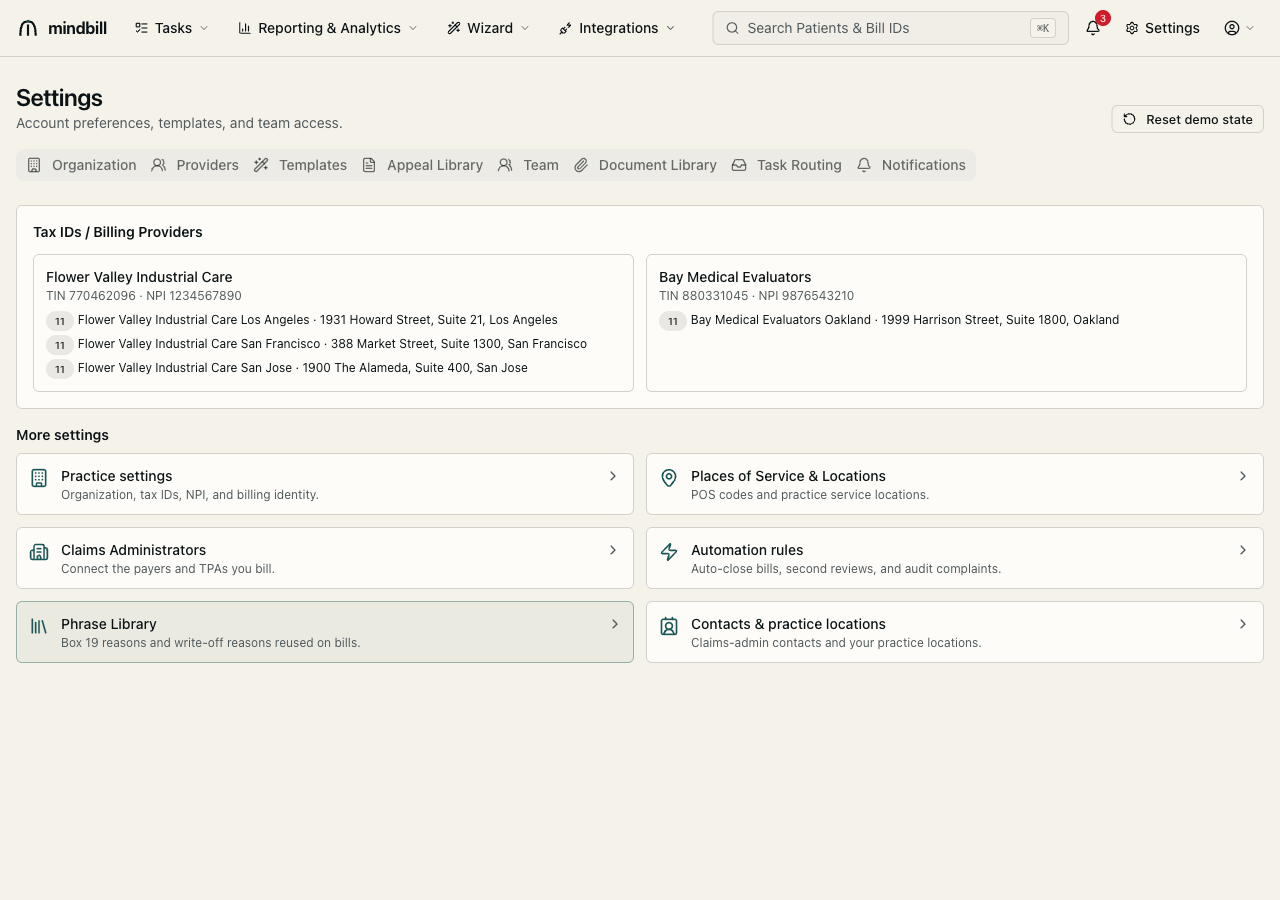 Step 1 — Open the settings hub